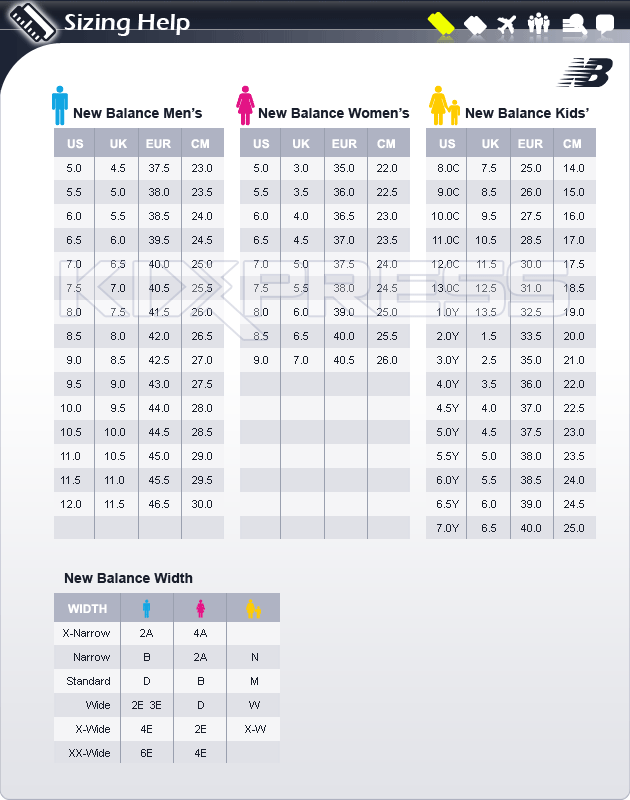 new balance women sizing