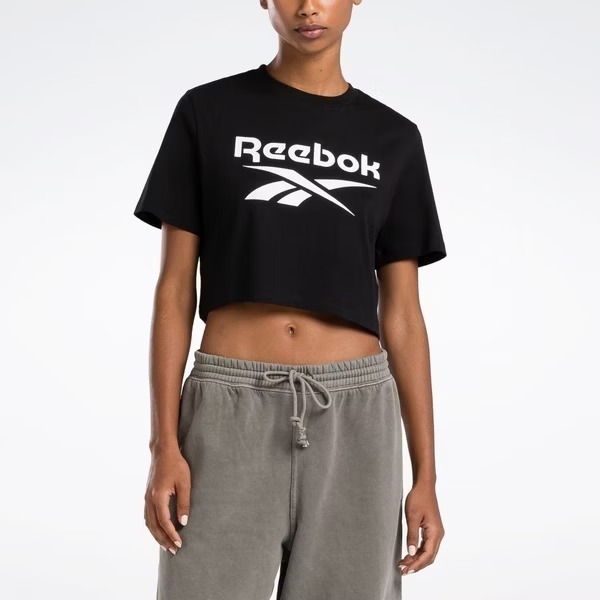 Reebok Ri Bl Crop Tee [100034777] 女 短袖 上衣 短版T恤 運動 休閒 舒適 黑 白