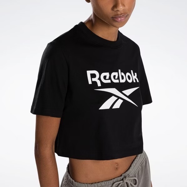 Reebok Ri Bl Crop Tee [100034777] 女 短袖 上衣 短版T恤 運動 休閒 舒適 黑 白