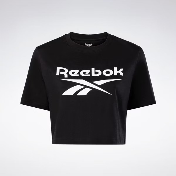 Reebok Ri Bl Crop Tee [100034777] 女 短袖 上衣 短版T恤 運動 休閒 舒適 黑 白