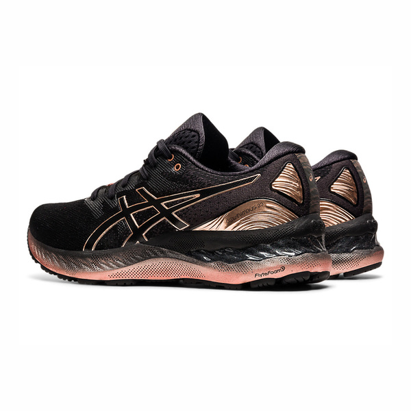 black and rose gold asics womens
