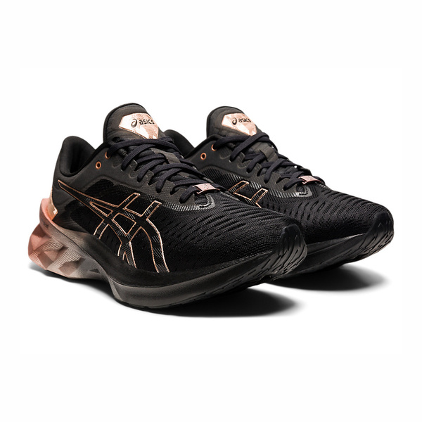 black and rose gold asics womens