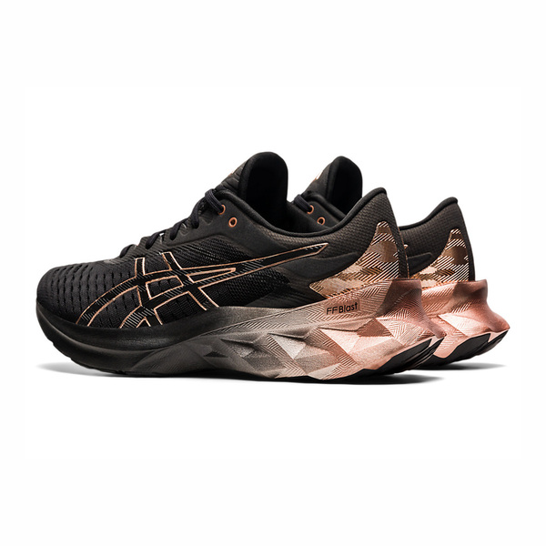 black and rose gold asics womens