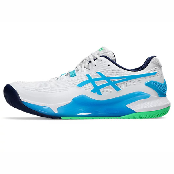 Asics Gel-resolution 9 [1041A330-103] 男 網球鞋 運動 訓練 耐磨 支撐 白 藍綠