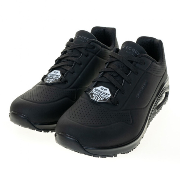 Skechers UNO SR [108021WBLK] 女 工作鞋 寬楦 耐油 止滑 電器絕緣 安全 氣墊 舒適 黑