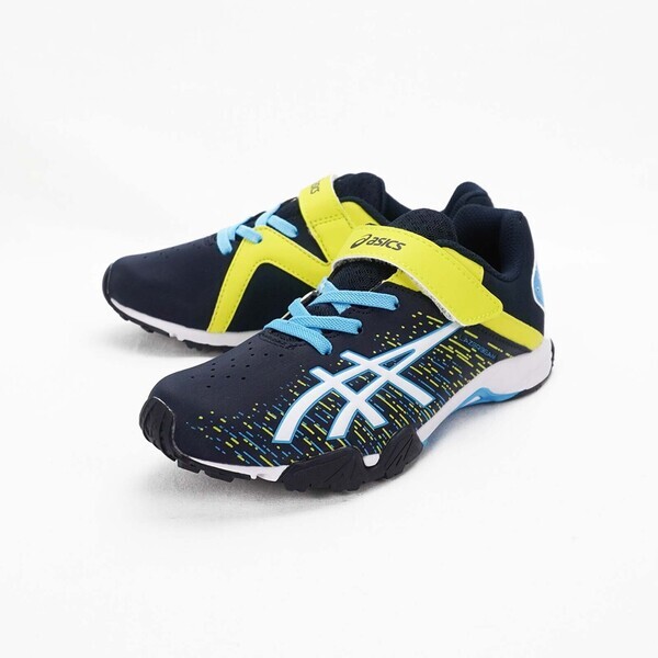 Asics Lazerbeam SH-MG [1154A138-402] 大童 慢跑鞋 運動 路跑 魔鬼氈 深藍 螢黃