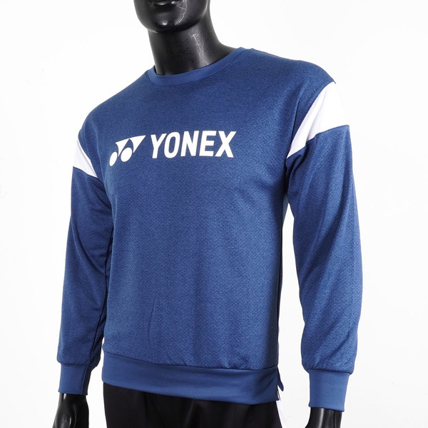 博客來-Yonex [11582TR169] 男長袖上衣大學T 運動羽球休閒圓領柔軟舒適靛藍