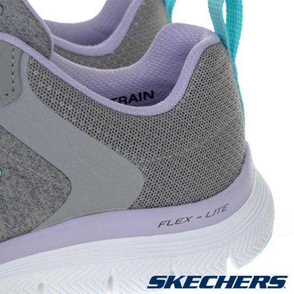 Skechers Flex Appeal 4.0 [149307WGYLV] 女 健走鞋 運動 休閒 寬楦 緩震 灰 紫