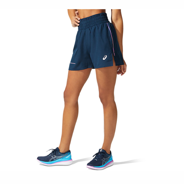 Asics [2012B909-401] 女 短褲 海外版 平織 高腰 輕巧 反光 運動 慢跑 休閒 亞瑟士 藍