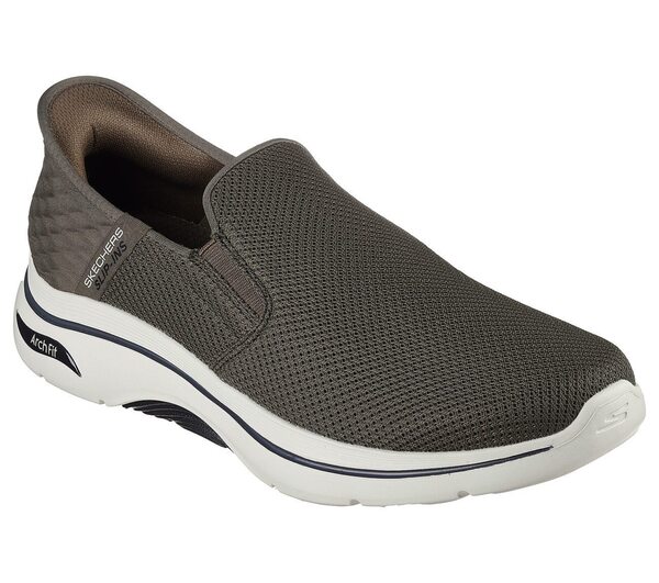 Skechers Go Walk Arch Fit 2.0 [216600OLV] 男 健走鞋 運動休閒 舒適 瞬穿 棕