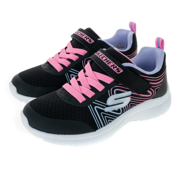 Skechers Microspec Plus [303535LBKMT] 中大童 女童 休閒鞋 魔鬼氈 舒適 黑彩