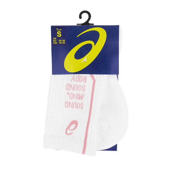 Asics [3053A119-100] 男女 中筒襪 排球 配件 透氣 加厚 棉質 舒適 運動 休閒 亞瑟士 白粉