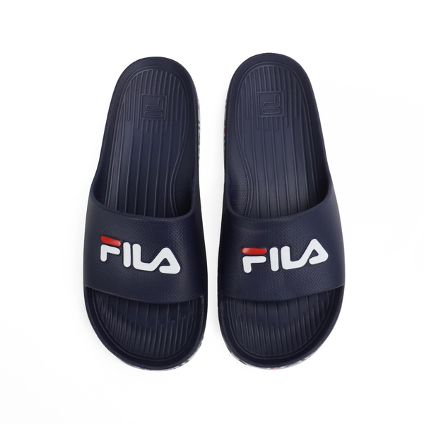 Fila Sleek Slide Premium [4-S324X-331] 男女 拖鞋 滿版字底 防水 海灘 深藍