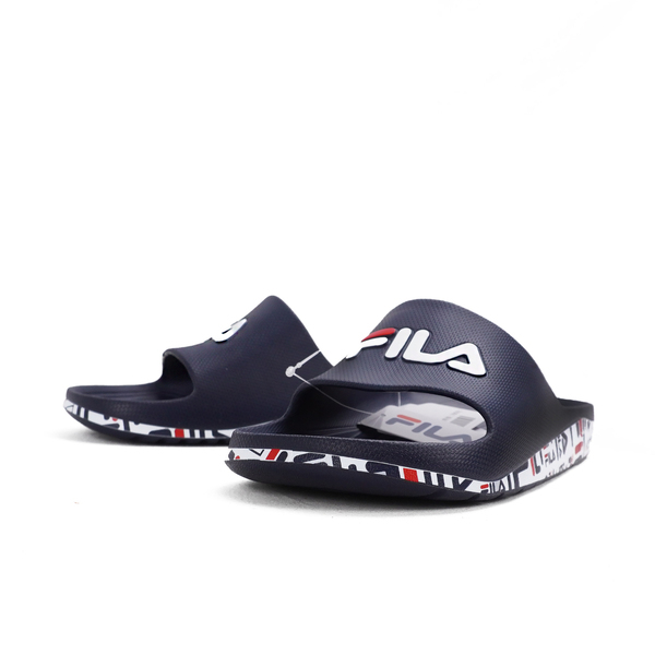 Fila Sleek Slide Premium [4-S324X-331] 男女 拖鞋 滿版字底 防水 海灘 深藍