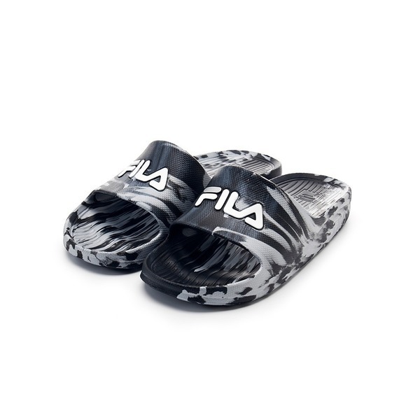 Fila SLEEK SLIDE Splash[4-S356Y-004] 拖鞋 男女 夏季 海灘 情侶穿搭 黑灰