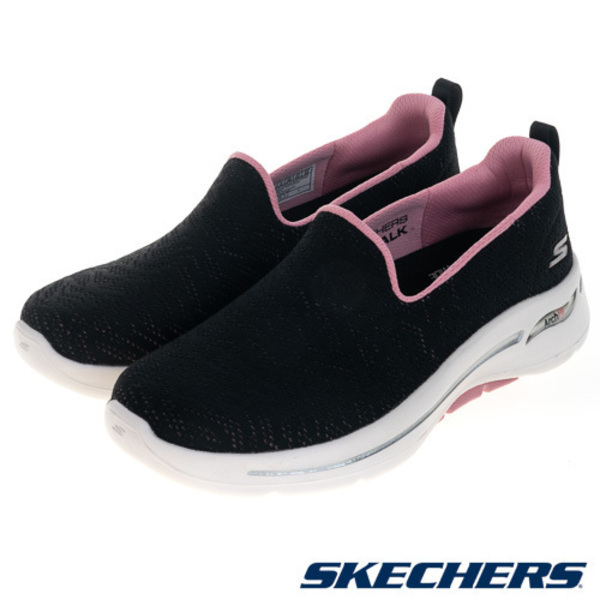 Skechers GoWalk Arch Fit Bca [896263WBKPK] 女 健走鞋 休閒 寬楦 緩震 黑粉