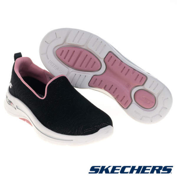 Skechers GoWalk Arch Fit Bca [896263WBKPK] 女 健走鞋 休閒 寬楦 緩震 黑粉