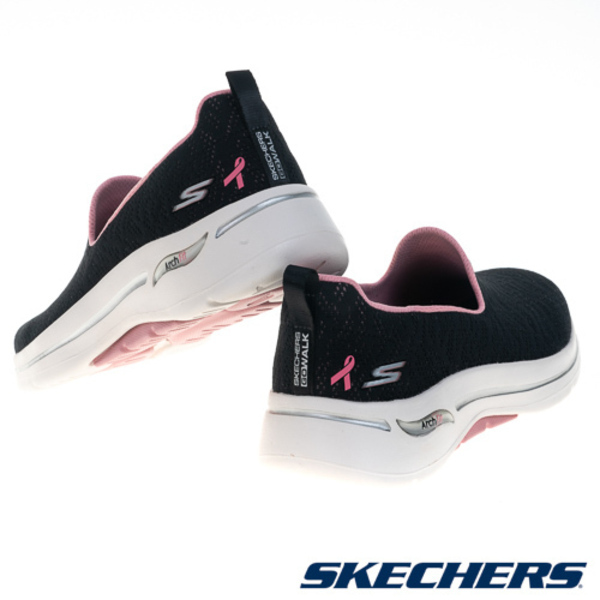 Skechers GoWalk Arch Fit Bca [896263WBKPK] 女 健走鞋 休閒 寬楦 緩震 黑粉