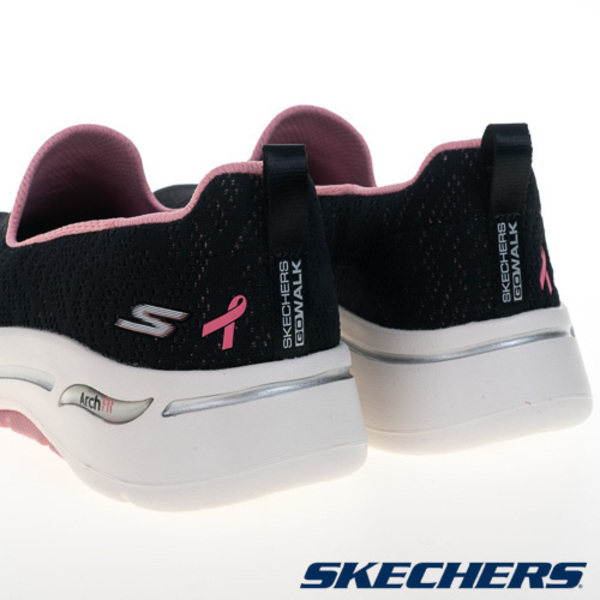 Skechers GoWalk Arch Fit Bca [896263WBKPK] 女 健走鞋 休閒 寬楦 緩震 黑粉