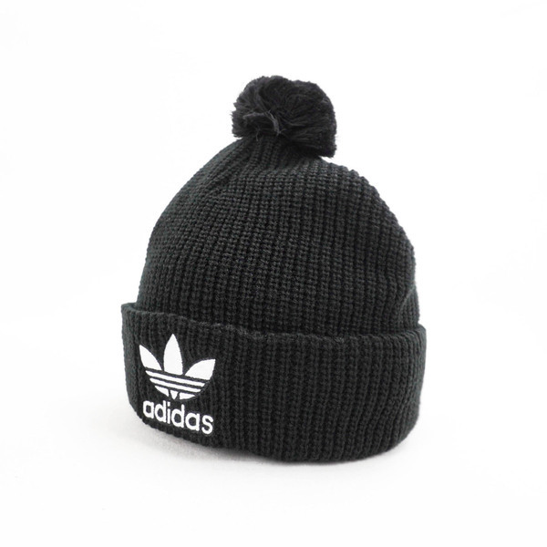 Adidas Pom Pom Beanie [D98942] 毛帽 經典 休閒 刺繡 LOGO 針織 保暖 舒適 黑 白