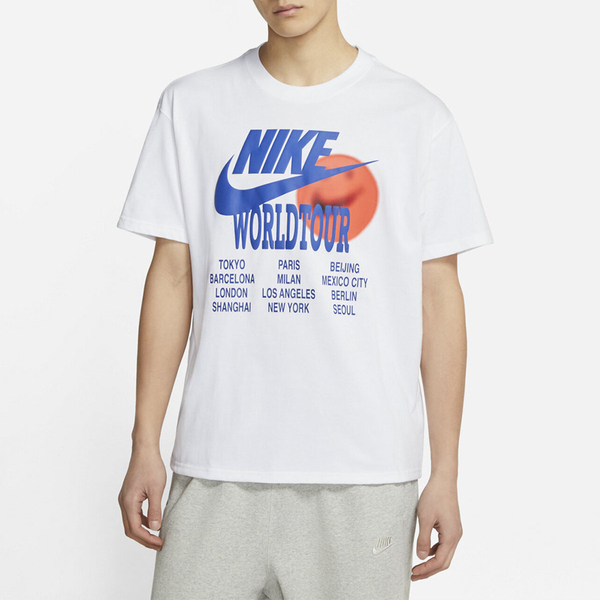 Nike As M Nsw Tee World Tour [DA0938-100] 男 短袖 T恤 城市 微笑 休閒 白