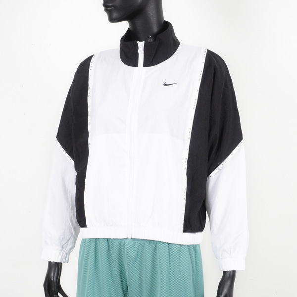 Nike NSW JKT WVN Piping NFS [DB3910-100] 女 外套 夾克 休閒 防風 梭織 白黑