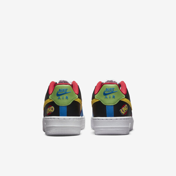 博客來-Nike Air Force 1 Low QS GS [DO6634-100] 大童休閒鞋經典桌遊UNO聯名彩