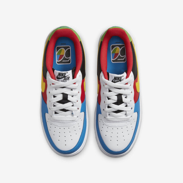 博客來-Nike Air Force 1 Low QS GS [DO6634-100] 大童休閒鞋經典桌遊UNO聯名彩
