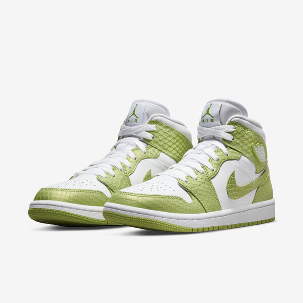 Nike Wmns Air Jordan 1 Mid SE [DV2959-113] 男女 休閒鞋 喬丹 蛇紋 青檸綠