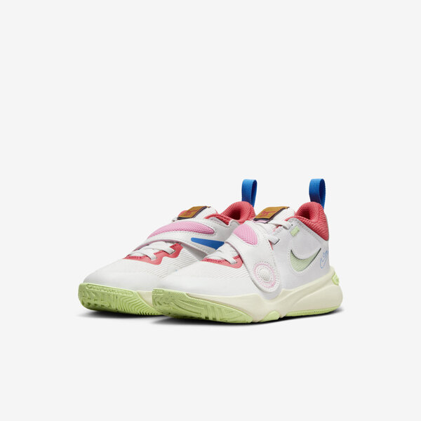 Nike Team Hustle D 11 LIL PS [FJ1393-100] 中童 籃球鞋 運動 魔鬼氈 白綠