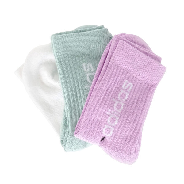 博客來-Adidas Hc Vt Crew 3pp [GN9545] 女中筒襪柔軟避震白紫綠3雙入S 紫/綠