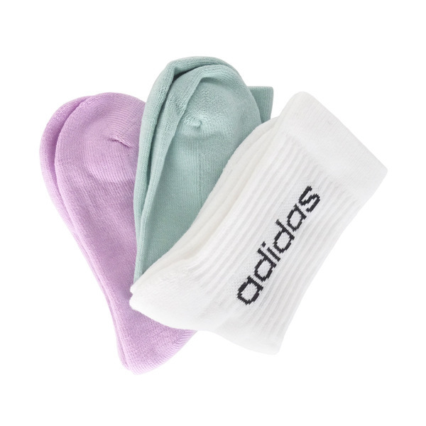 博客來-Adidas Hc Vt Crew 3pp [GN9545] 女中筒襪柔軟避震白紫綠3雙入XS 紫/綠