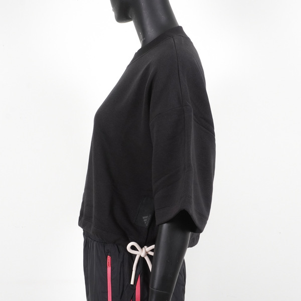 Adidas W SL Sweat [H36603] 女 短袖上衣 T恤 亞洲版 寬鬆 短版 休閒 穿搭 愛迪達 黑