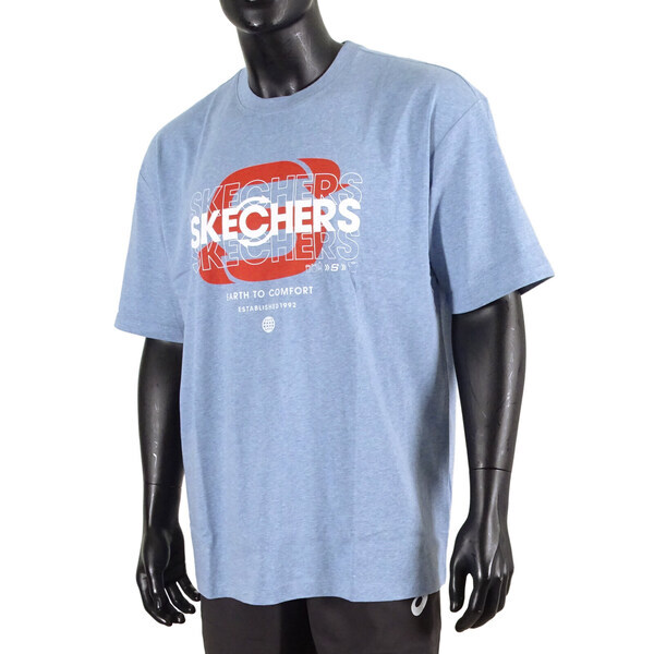Skechers Shirts [L221U035-015X] 男女 短袖 T恤 環保 再生 舒適 自然 綠時尚 水藍