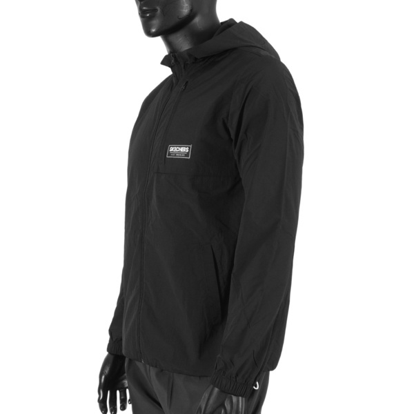 Skechers [L321M072-0018] 男 外套  連帽風衣 立領 薄款 輕便 秋季 休閒 舒適 黑