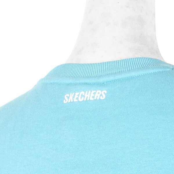 Skechers Logo Crew [L420W057-00RB] 女 長袖 上衣 刷毛 保暖 束口 粉藍