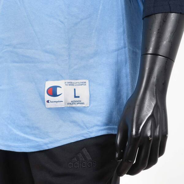 Champion [T137-FA109] 男 七分袖 上衣 棒球T恤 美規 斜肩 拼接 棉質 舒適 穿搭 藏青