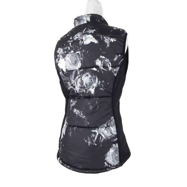 Skechers Eden Quilted Vest [W4JA141BMLT] 女 背心 保暖 鋪棉 花卉 黑白